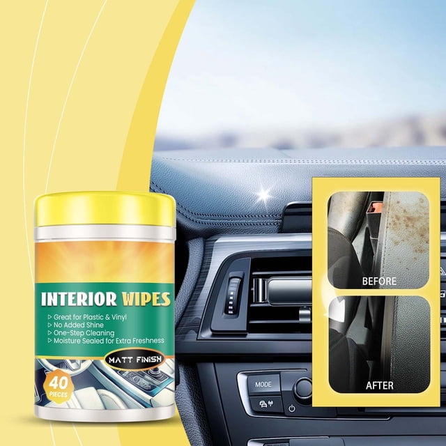 Dvkptbk Interior Cleaning Wipes All-Purpose Cleaning of Automobile Interior Wet Wipes Set-Decontamination Cleaning and Degreasing Interior Brightening 40 Tablets/Bottle Portable 50ml