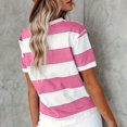 thumbnail image 4 of 2025 Été Nouveau Européen et Chandail à Manches Longues Femme Bordure Rayé Imprimé Col Rond Chandail de Compression pour Femmes Col Court Manches Courtes Décontracté Col Rond Chandails à Manches Longues pour Femmes T-Shirt, 4 of 6