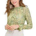 thumbnail image 2 of INSPIRE CHIC Women's Crochet Lace See Through Floral Ruffle Neck Blouse, 2 of 6