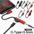 thumbnail image 4 of Adaptateur de Charge Répartiteur Audio Type-C vers Prise Auxiliaire 3,5 mm Rose Doré N4 O0X1 pour Écouteurs, 4 of 9