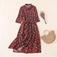 thumbnail image 4 of Jusqu'à 65 % de Rabais! Robes d'Été Mode pour Femmes 2024 Grande Taille Manches Mi-Longues Coton Lin Chemise à Fleurs Robe à Col à Revers Ample à Boutons à Bretelles Robe d'Été, 4 of 7