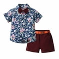 thumbnail image 1 of Birdeem Ensemble d'Été pour Enfants Garçons Chemise à Manches Courtes avec Cravate, 1 of 1