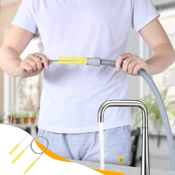 Ftwytp Flexible Tube and Pipe Cleaning Brush, Stainless Steel Rotating Dual-End Bristles, Extendable 78.74inch, Corner Hard-to-Reach Cleaning, Multi-Purpose Kitchen, Pet, Hose, Household Cleaning