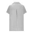 thumbnail image 3 of Plebaso Chemises en Coton et Lin pour Femmes Col en V à Boutons T-Shirts Col Léger Manches Courtes Blouses Décontractées, 3 of 6
