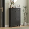 thumbnail image 2 of HOMCOM Narrow Shoe Cabinet w/ 2 Flip Drawers, Shoe Storage Cabinet, Black, 2 of 10