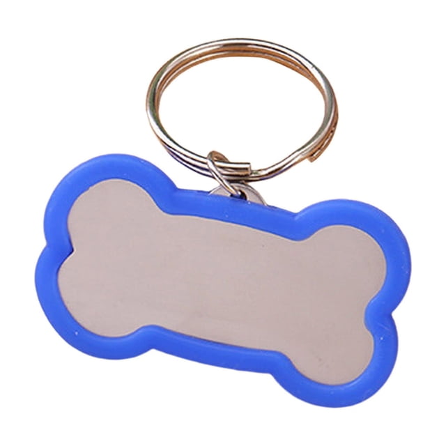 Fokuz Stainless Steel Engraved Glitter Bone Shape ID Double Custom Text Lightweight Cat Name