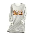 thumbnail image 2 of T-shirts pour Femmes, Col Rond, Poche, Épaissi, Peluche Chaude, Manches Longues, Chandails en Molleton en Liquidation, 2 of 4