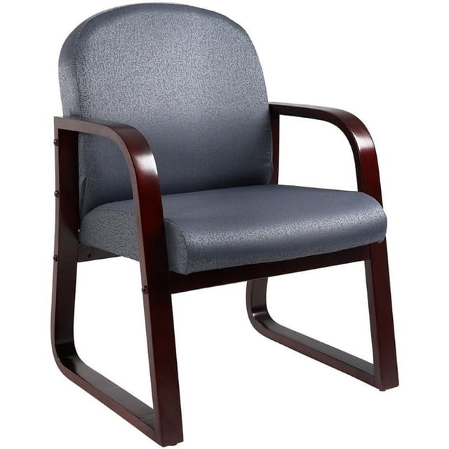 Boss Office Chaise de Réception à Base de Traîneau Rembourrée en Tissu, Gris