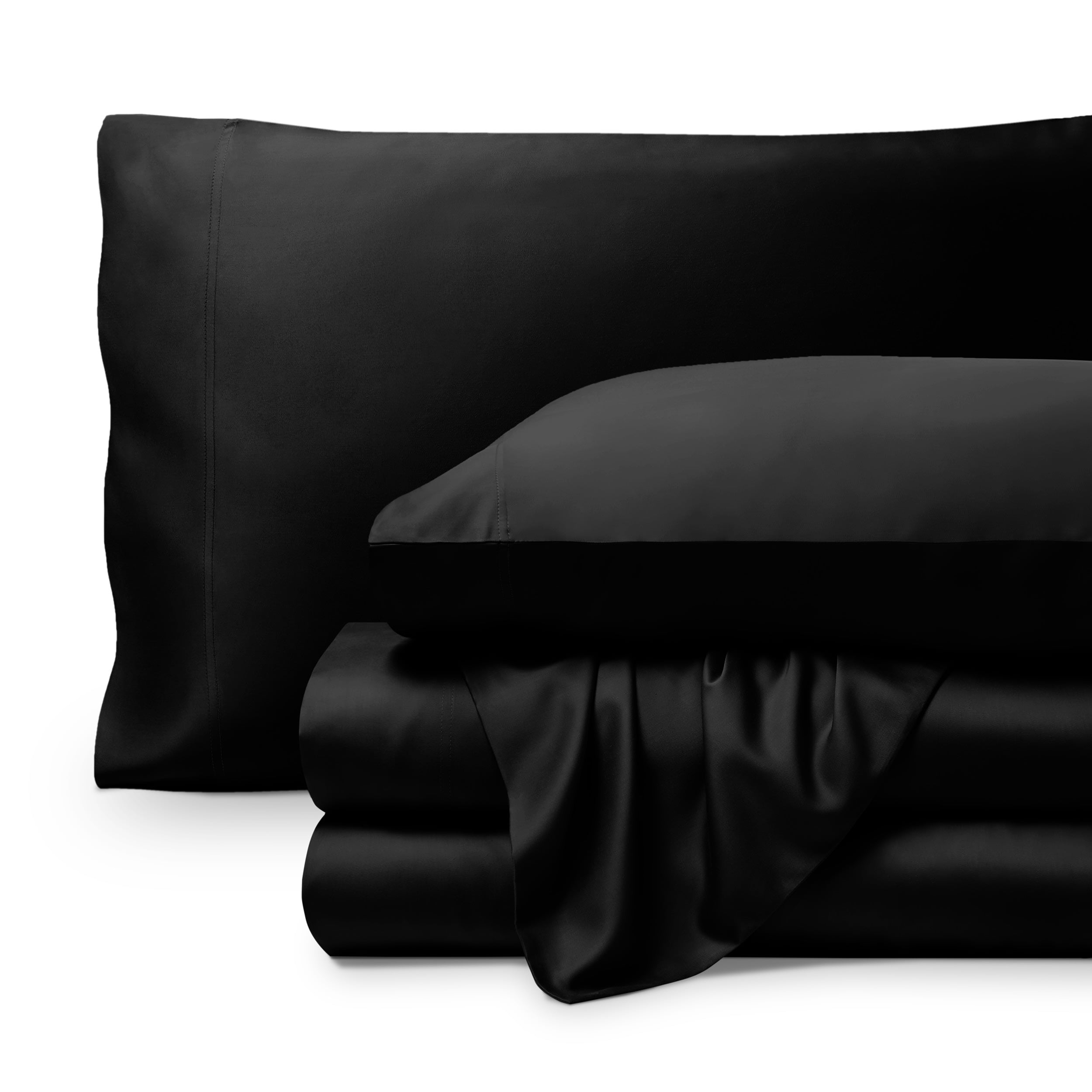 Bare Home Bamboo Sheet Set - Made from Rayon Fibers - Deep Pockets - 4 Piece - Split Head Flex King, Black