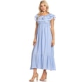 thumbnail image 4 of Women's Boho Peasant Dress Off Shoulder Short Sleeve Ruffle Maxi Dresses, 4 of 5