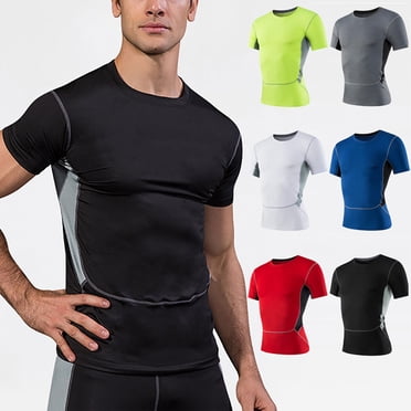 BiZtdJrK Mens Short Sleeve Compression Shirts Athletic Sport Base Layer Tops Summer Short Sleeve Running Gym Undershirt, Gray, M