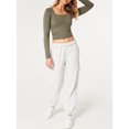 thumbnail image 2 of Diconna T-shirt pour Femmes à Manches Longues, Encolure Carrée, Uni, Coupe Ajustée, Hauts d'Automne pour Dames, Mode Urbaine, 2 of 6