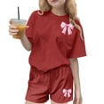 thumbnail image 1 of Robe d'Été à Manches Courtes Haut à Manches Courtes et Short Ensemble Deux Pièces pour Enfants Mignonne Détente d'Été Col Rond, 1 of 6