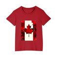 thumbnail image 1 of uublik T-shirt Garçon Feuille d'Érable Canadienne Manches Courtes Hauts Enfants Été T-Shirts Col Rond T-Shirts Mode 3-10 Ans, Rouge, 1 of 6