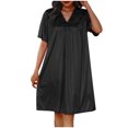thumbnail image 1 of Timegard Robe de Nuit pour Femmes Col en V Manches Courtes Tenue d'Intérieur Décontractée Ample Confortable Robe de Maison Couleur Unie, 1 of 4
