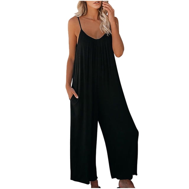 DPTALR Combinaison à Bretelles pour Femmes Style d'Été Couleur Unie Poche Combinaison Décontractée Femme