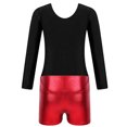 thumbnail image 4 of TiaoBug Girls 2Pcs Rhinestone Tracksuit Long Sleeve Gymnastics Dance Outfit Leotard with Shorts Unitard C04 10, 4 of 7