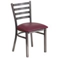 thumbnail image 1 of HERCULES Series Clear Coated Ladder Back Metal Restaurant Chair - Burgundy Vinyl Seat, 1 of 6
