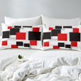 thumbnail image 4 of Erosebridal Red Black Checkered Bed Sheets Queen, Modern Abstract Grid Bedding Sets Queen Size 4-Piece, 4 of 7