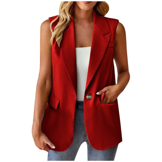CEHVOM Veste Décontractée Sans Manches de Mode pour Femmes, Couleur, Petite Tailleur d'Affaires, Veste de Tailleur pour Femmes, Liquidation