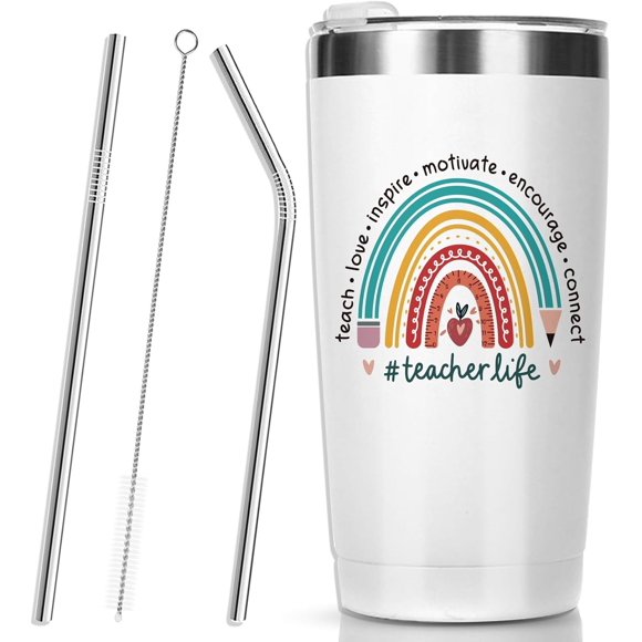 Cadeaux pour Enseignantes 2025, Gobelet de Reconnaissance des Enseignantes pour Femmes Hommes Filles Merci Idées de Cadeaux Drôles Cadeaux de la Saint-Valentin pour Enseignantes Gobelet 20oz