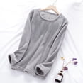 thumbnail image 2 of MeetoTime Women's Pajama Tops Fall Winter Fleece Keep Warm Long Sleeves Home Wear, 2 of 3