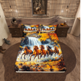 thumbnail image 2 of Erosebridal Ensembles de Draps Complets Chevaux Galopants, Literie Arbre Cascade Nature Taille Complète 4 Pcs, 2 of 7