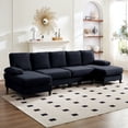thumbnail image 4 of Mjkone U-Shaped Sectional Sofa, 4 Seater Sectional Couch with Chaise,Linen Modular Sleeper Sectionals for Living Room-Dark Grey, 4 of 8