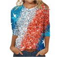 thumbnail image 2 of Hauts d'Été pour Femmes 2023 Mode Féminine Manches Courtes Col Rond Rétro Imprimé Ample Blouse Manches Trois-Quarts Bohème Grande Taille T-Shirt pour Femmes, 2 of 4