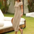 thumbnail image 2 of Robe T-Shirt Maxi à Manches Courtes d'Été 2024 pour Femme - Col Rond Décontracté, Matière Polyester, Tailles P-L, Parfaite pour la Plage/les Vacances, 2 of 8