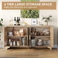 thumbnail image 4 of 4-Door Sideboard Buffet Cabinet, Natural Rattan Storage Cabinet, Boho Entryway Console Table, Coffee Bar Station for Dinning Room, Living Room, Kitchen, 4 of 6