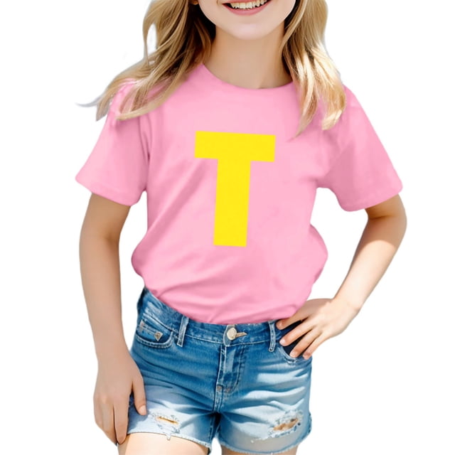 TZEWGL Chemise Mignonne pour Enfant Imprimé Lettre Manches Courtes Col Rond pour Nouveau-Nés Taille 6-7T
