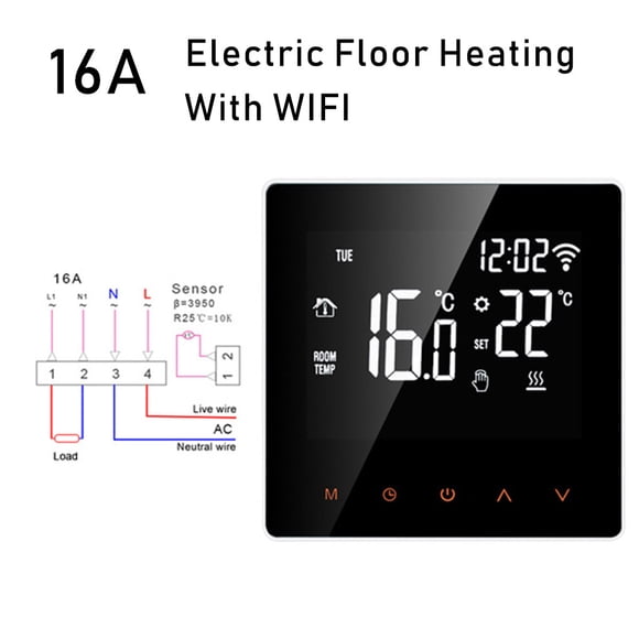 jesticaly Tuya WiFi Smart Thermostat Electric Floor Heating Water/ Boiler Temperature Remote Controller for Google Home 16A Wifi