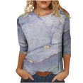 thumbnail image 2 of TIMIFIS Womens Crew Neck 3/4 Sleeve T-Shirts Solid Loose Cute Tunic Top BlousesFall, 2 of 5