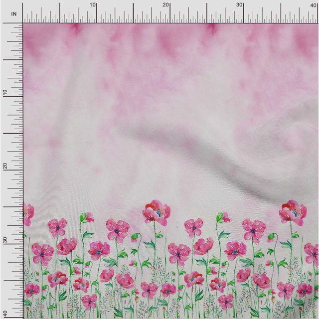 oneOone Viscose Chiffon Fabric Leaves & Flower Panel Printed Craft Fabric BTY 42 Inch Wide