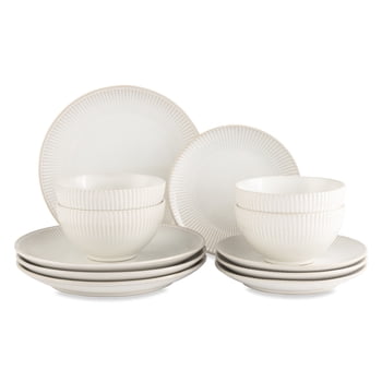Better Homes & Gardens Sawyer 12-Piece Stoneware Dinnerware Set Cream