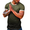 thumbnail image 1 of BOBOGOJP T-Shirt Ajusté pour Homme, Doux, à Manches Courtes, T-Shirts Classiques à Col Rond, T-Shirt Décontracté Basique (Vert Armée, TG), 1 of 4