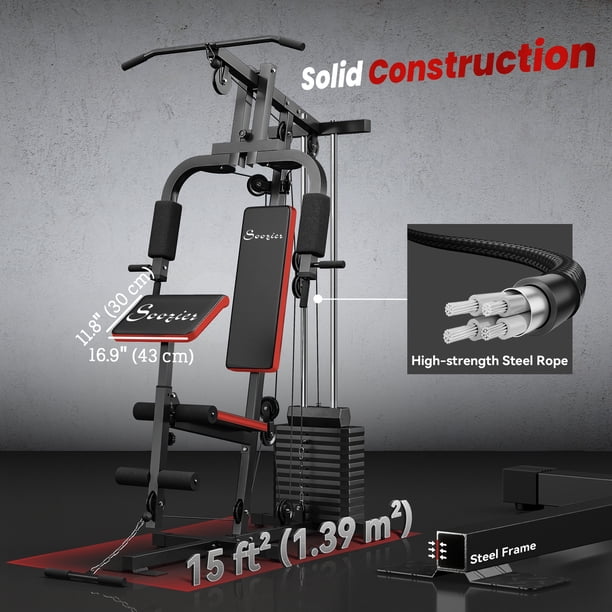 衛生日用品 WORKOUT Soozier Home Gym Equipment Workout Machine with 143lbs Weight