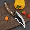 thumbnail image 4 of Handmade Forged Kitchen Knife 3 Pcs Professional Chef Knife Set, Hunting, BBQ Meat Knives for Cooking, Forged Kitchen Knife with High Carbon Stainless Steel Cutlery With Leather Sheaths, 4 of 5