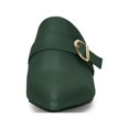 thumbnail image 2 of BLISSFUL STEP Women's Shoes Buckle Strap Pointed Toe Chunky Heel PU Vamp Mule Shoes Dark Green 8, 2 of 8
