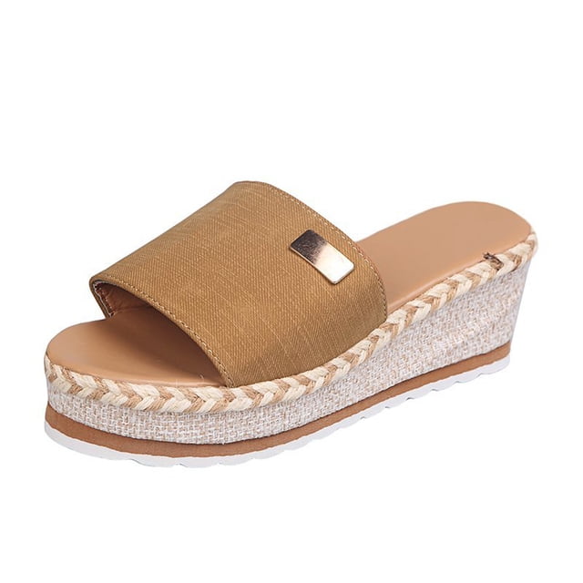 Sandales d'Été de Plage pour Femmes à Nœud, Plateforme, Talons Compensés, Grande Taille