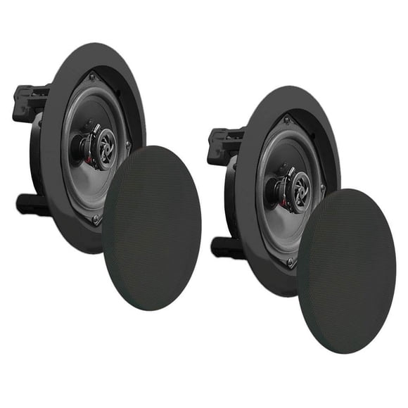 2) Nouveau Pyle PDIC81RDBK 250W 8 Pouces Encastré dans le Mur Encastré dans le Plafond Paire de Haut-Parleurs Noirs