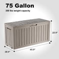 thumbnail image 2 of EasyUp 75 Gallon Resin Deck Box, Lockable Patio Outdoor Storage Box for Furniture, Garden Tools and Tools Storage, Waterproof Outside Storage Boxes（Grey）, 2 of 7