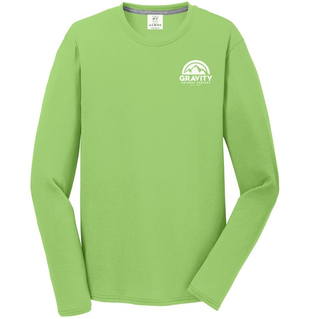 Gravity Outdoor Co. Chemise à Manches Longues Performance - Lime - Logo Blanc - TG