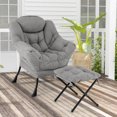 thumbnail image 2 of Costway Fauteuil de Repos Fauteuil d'Appoint de Détente avec Repose-Pieds Pliant et Pochette de Rangement Gris, 2 of 10
