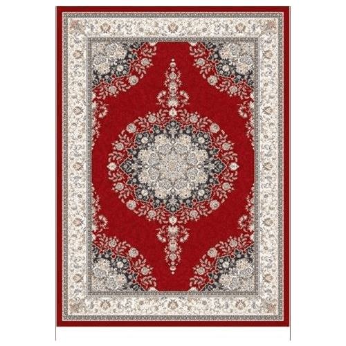 La Dole Rugs Red Blue Silver Grey Bordered Vintage Traditional Flat Pile Soft Area Rug Carpet Mat For Living Room Hallway Runner Outdoor Patio Sizes 5x7, 8x10, 7X9 feet inch inches ft