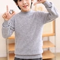 thumbnail image 2 of MeetoTime 4-18 Years Children's Knitted Undershirt Solid Color Thick Half High Neck Long Sleeved Pullover Top, 2 of 3