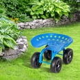 thumbnail image 2 of Costway Chariot de Jardin Roulant Siège de Travail Robuste avec Siège Pivotant à 360° et Hauteur Réglable Bleu, 2 of 10