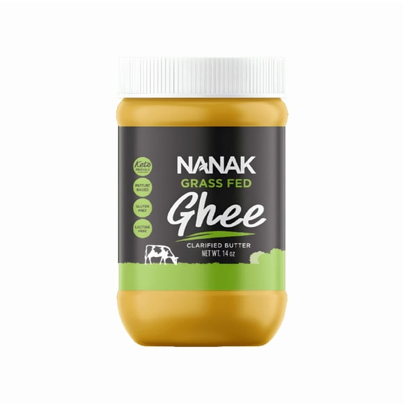 Nanak Grass-fed Ghee, Clarified Butter, 14 oz., Pasture Raised, Lactose – Casein – Gluten FREE, Keto Friendly