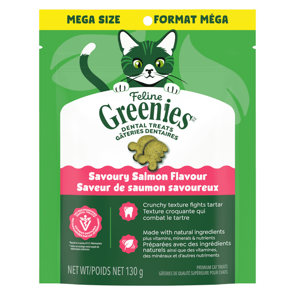 Gâteries dentaires pour chats adultes Greenies, saveur de saumon aromatique